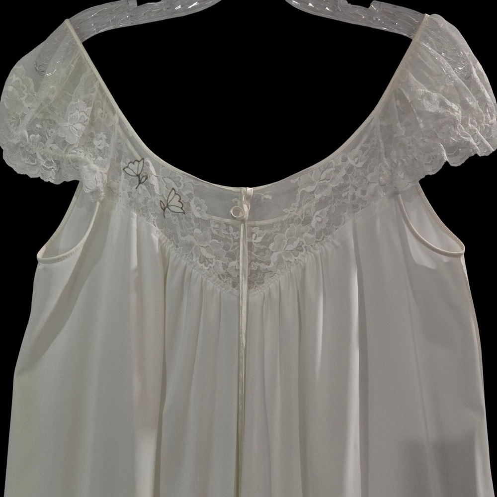 Lucie Ann Nightgown Petite Vintage Lace Trim Maxi Cap Sleeve Beverly Hills #1434 - Picture 9 of 14